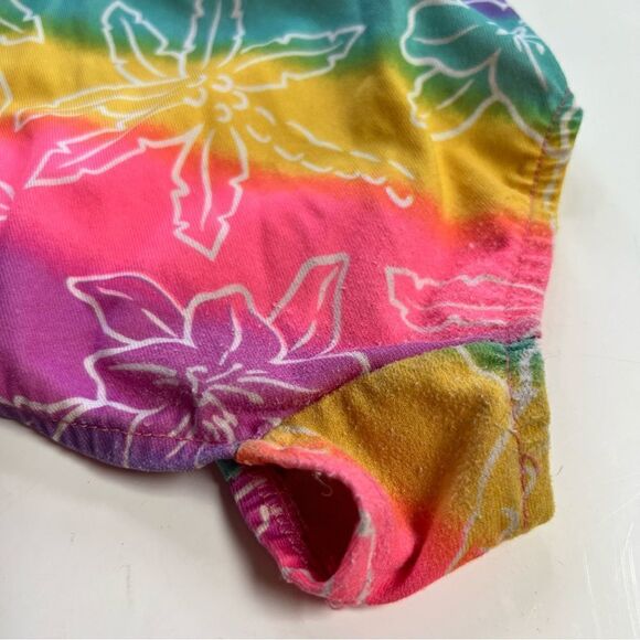 Vintage Peak 90s Neon Rainbow Ruffle One Piece Swim Suit - Picture 4 of 4